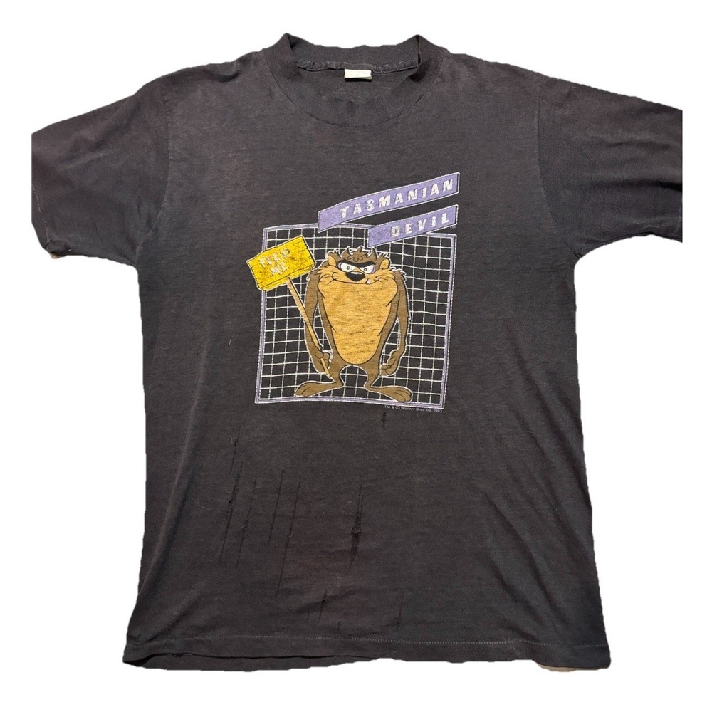 Looney Tunes Taz T Shirt Size M Vintage‎ 80's Single Stitch Keep Out